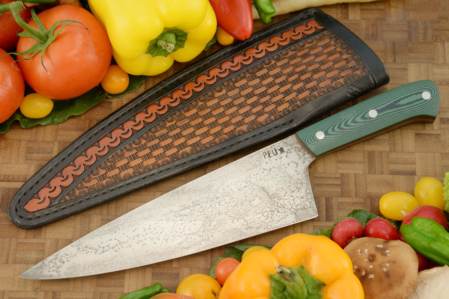 Chef's Knife (Cocinero 210mm) with Green and Black Micarta and O2 Carbon Steel