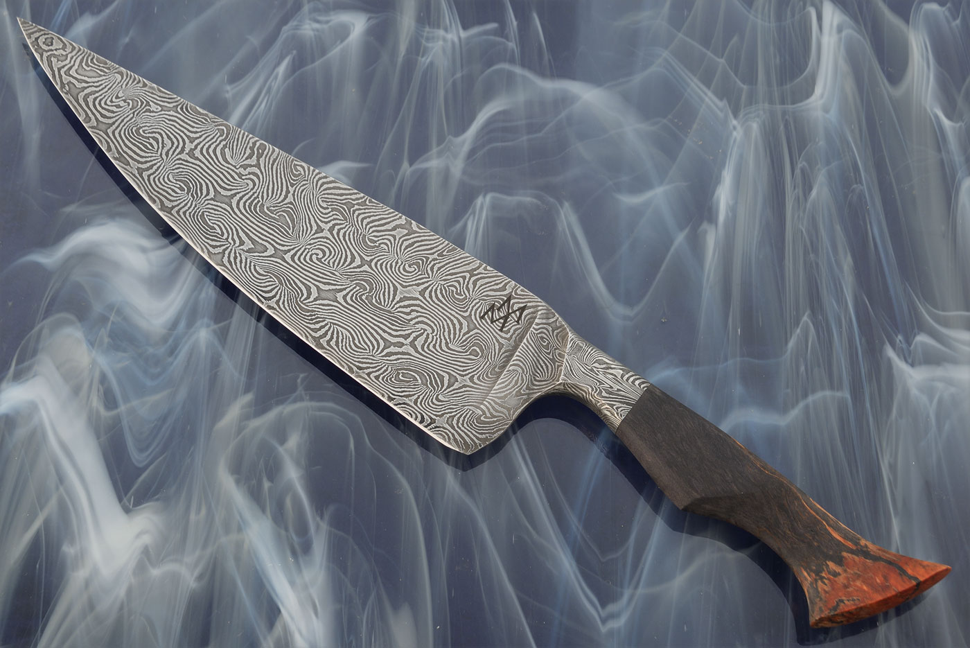 Integral Tuskish Twist Damascus Chef's Knife with Masur Birch