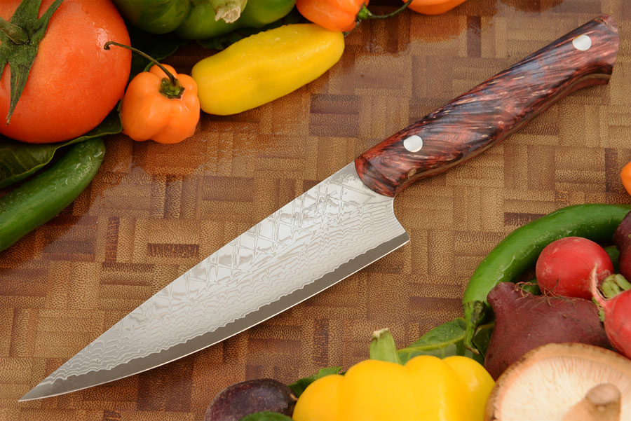 Damascus San Mai Chef's Knife (6 in.) with Maple Burl