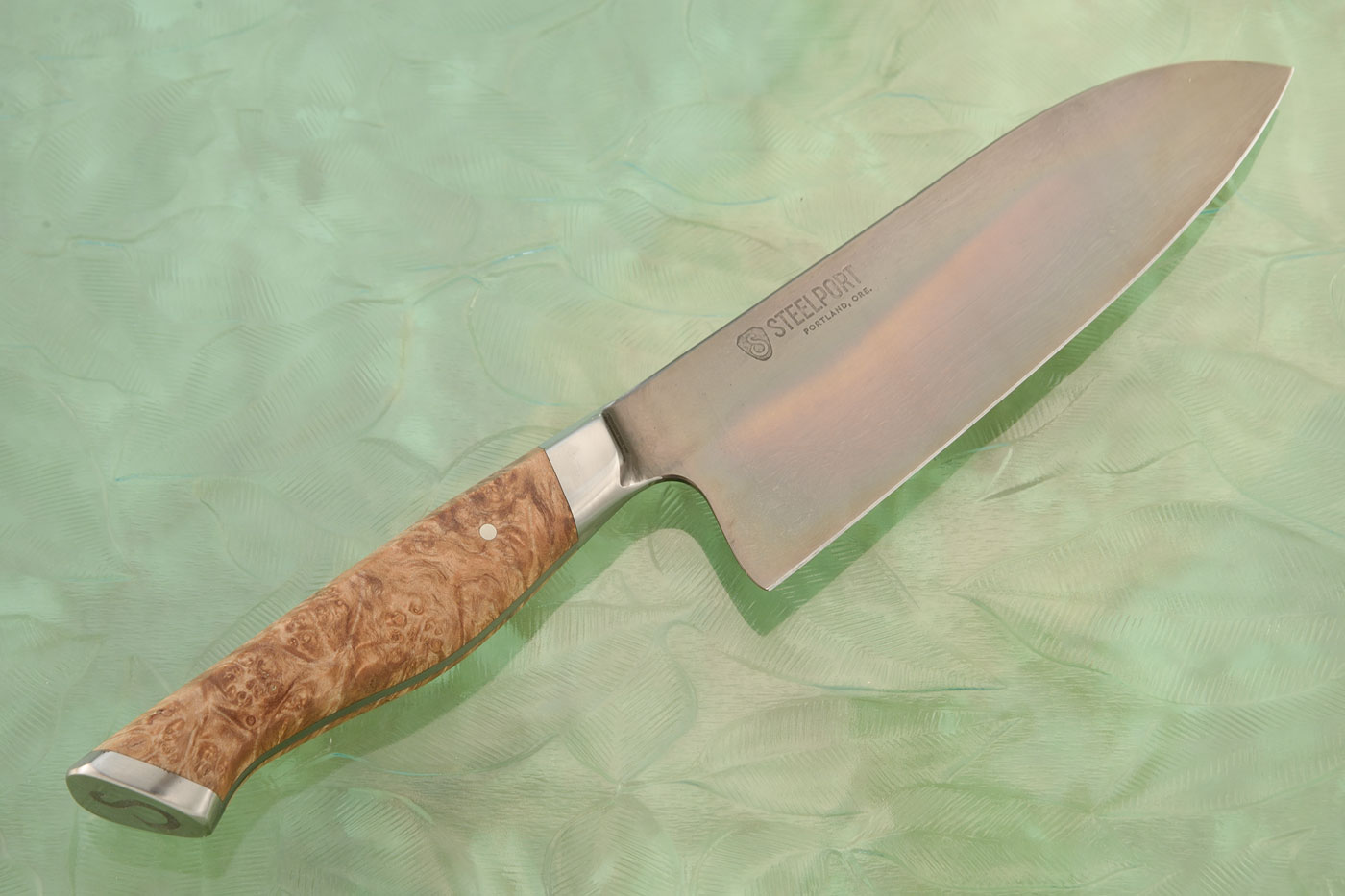 Forged Chef's Knife with Bigleaf Maple Burl (6