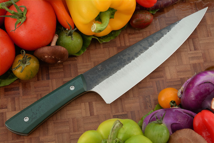 Chef's Knife with Vintage Emerald Micarta (7-3/4 in)