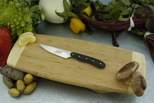 HCK Paring Knife with Black Linen Micarta - 3 3/4 in.