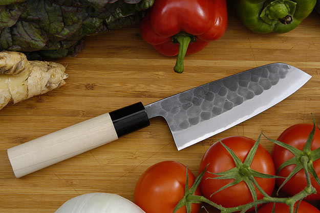 Kumagoro Hammer Finish Chef's Knife - Petit Santoku - 135mm (5 1/3 in.) - Molded Ferrule