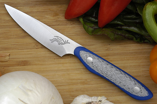 HCK Paring Knife with Silver Twill and Blue G10 - 3 1/2 in.