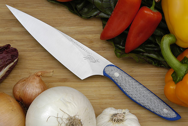 HCK Chef's Knife with Silver Twill and Blue G10 - 6 1/2 in.
