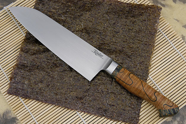 Santoku with Curly Maple and Maple Burl