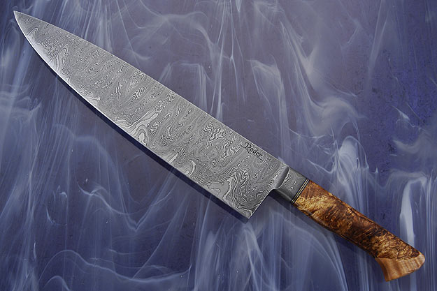 Damascus Chef's Knife with Maple Burl and Curly Maple (10 3/4 in.)
