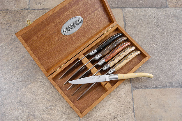 Laguiole Steak Knives, Set of 6 with Exotic Woods