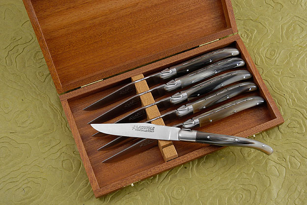 Laguiole Steak Knives, Set of 6 with Horn Tip