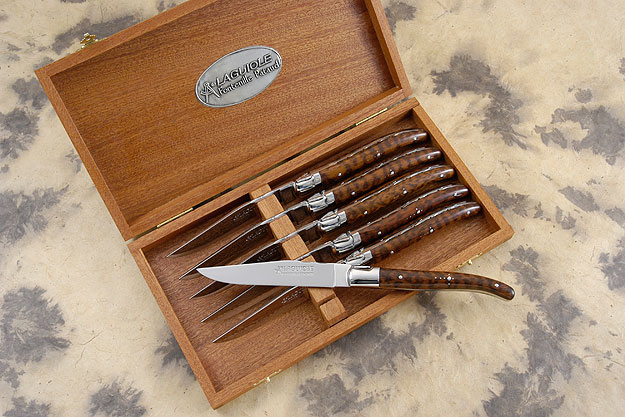 Laguiole Steak Knives, Set of 6 with Snakewood