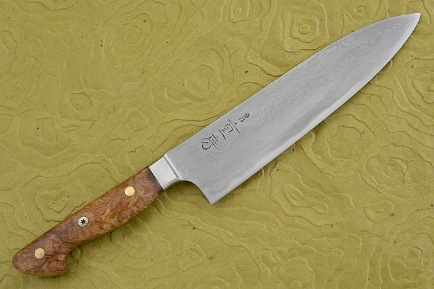 Western Chef's Knife with Eucalyptus Burl, Suminagashi - 180mm (7 1/8 in)