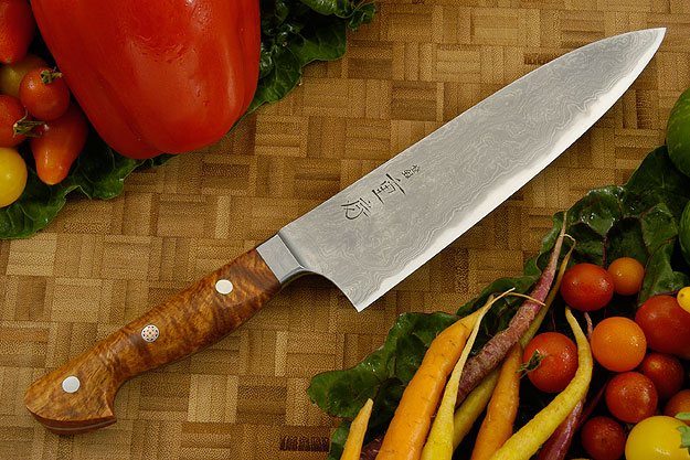 Western Chef's Knife with Maidou Burl, Suminagashi - 180mm (7 1/8 in)