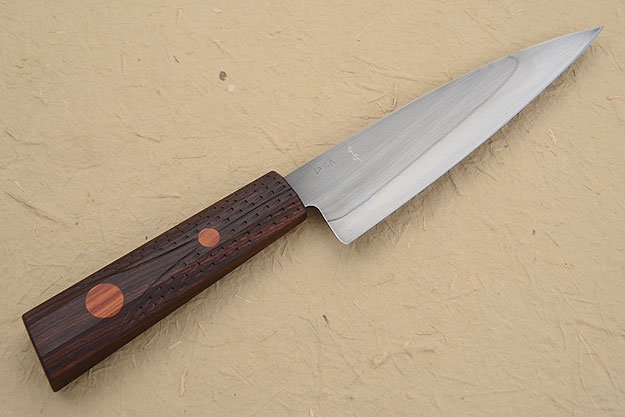 Chef's Knife with Carved Ironwood (Honyaki) - 7 in.