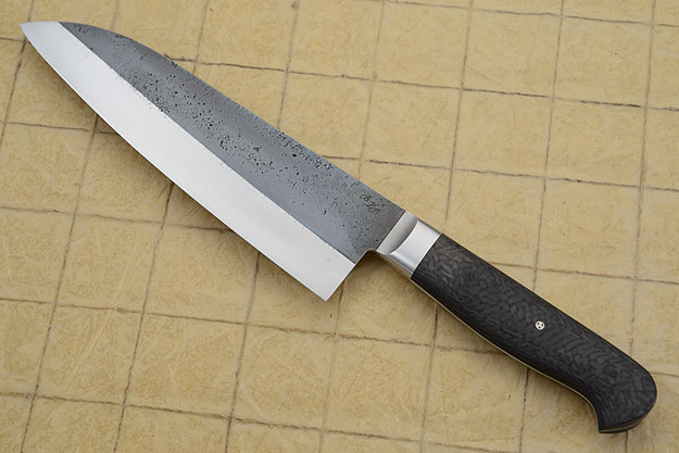 Chef's Knife (Santoku), Forge Finish with Carbon Fiber (7 in)