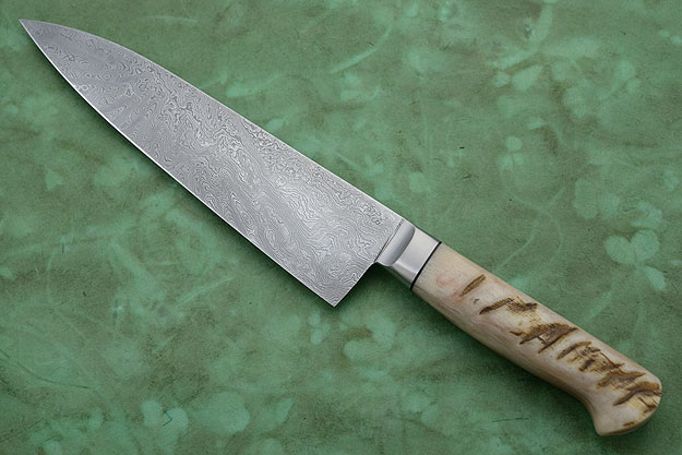 Chef's Knife with Sheep Horn and Star Burst Damascus (7-1/2 in)