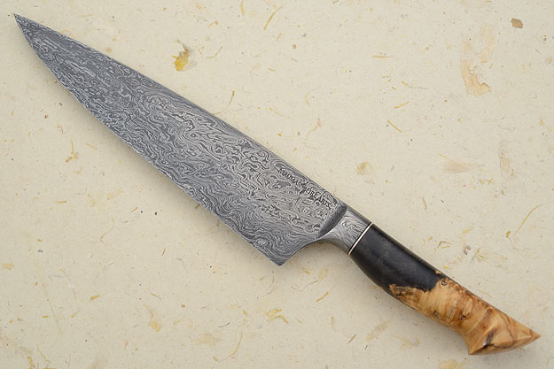 Chef's Knife (8.7 in) with Damascus and Big Leaf Maple Burl