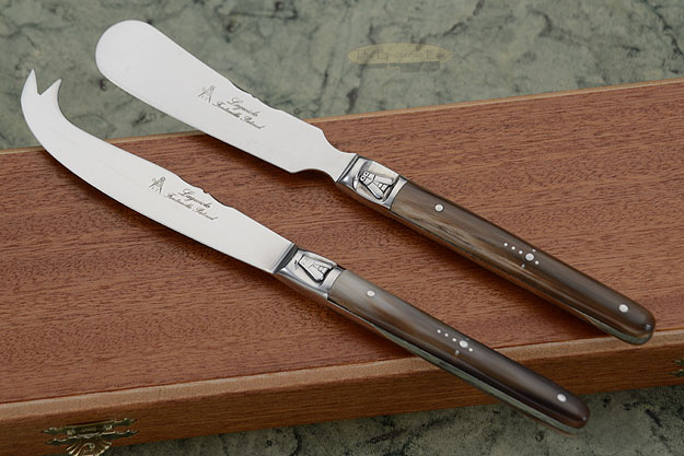 Laguiole Cheese Knife Set with Horn Tip
