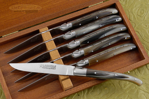 Laguiole Steak Knives, Set of 6 with Horn Tip