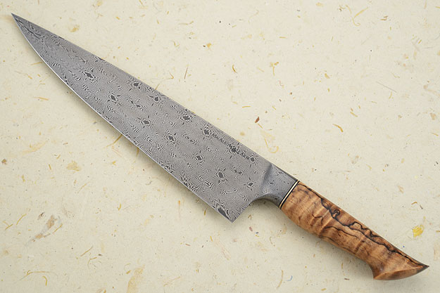 Chef's Knife (10 in) with Mosaic Damascus and Spalted Curly Maple