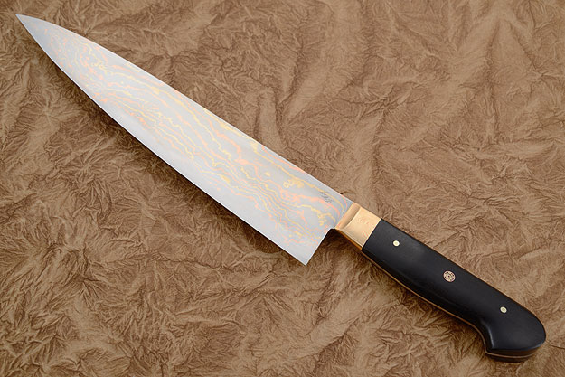 Chef's Knife (Gyuto) with Mokume Gane San Mai and Ebony (9 2/3