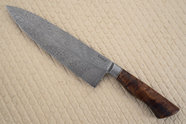Chef's Knife (9-1/2 in.) with Curly Koa and Feather Pattern Damascus