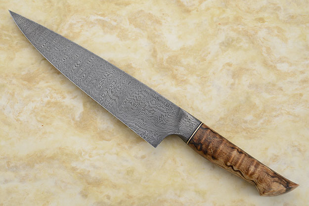 Chef's Knife with Spalted Curly Maple and Damascus (8-3/4 in.)