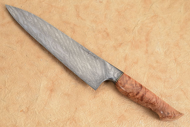Chef's Knife (7-3/4 in) with Splash Pattern Mosaic Damascus and Flame Maple