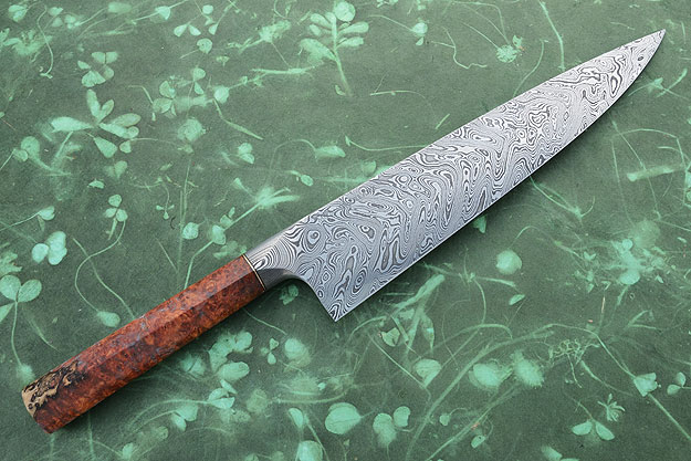 Chef's Knife (Gyuto) with Amboyna Burl and Chevron Damascus (10 in.)