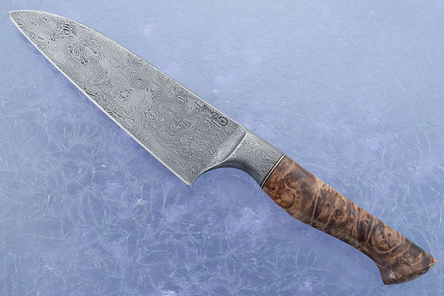 Chef's Knife - Santoku - (6 in.) with Maple Burl and Pool & Eye Damascus