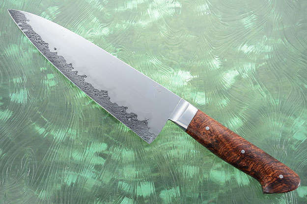 Chef's Knife with Rosewood and San Mai Tornado Damascus (8-1/4 in)