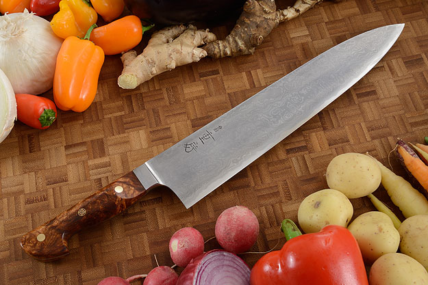 Western Chef's Knife with Afzelia Burl Handle, Suminagashi - 270mm (10 2/3 in)