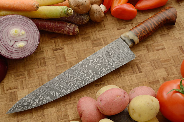 Damascus Chef's Knife with Snakewood (9-3/4 inches)