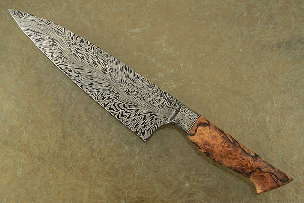 Chef's Knife (8-1/2 in.) with Spalted Maple and River of Fire Damascus