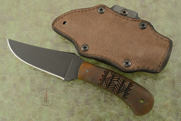 Blue Ridge Hunter (Gen 2) with Maple, Tribal Markings - Leather Wrapped Sheath