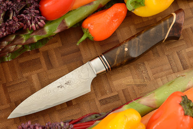 Paring Knife (3-1/3 in.) with Stainless Damascus and Maple Burl