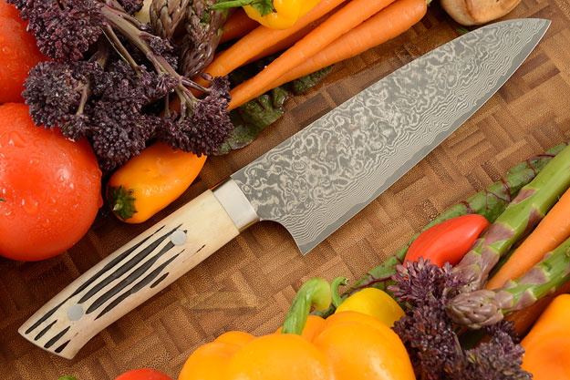 Damascus Chef's Knife (Santoku) - 180mm (7-1/8in) - with Stag