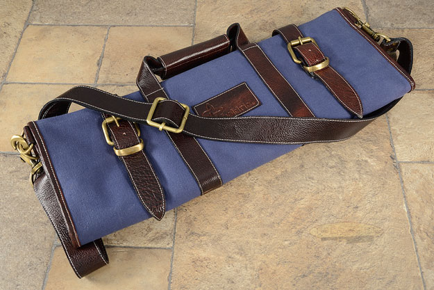 17 Slot Canvas Knife Bag with Leather Trim - Blue (CK106)