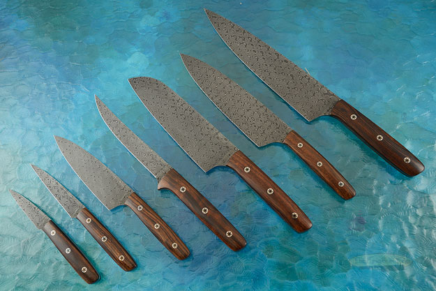 Damascus Chef's Knife Set with Ironwood (7 knives)
