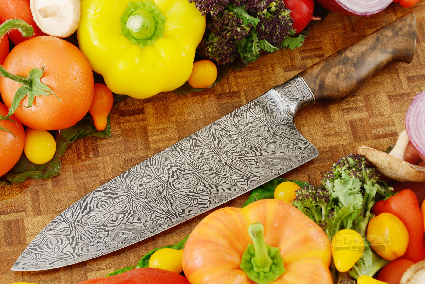 Chef's Knife (9-1/2 in.) with Walnut and Integral Mosaic Damascus