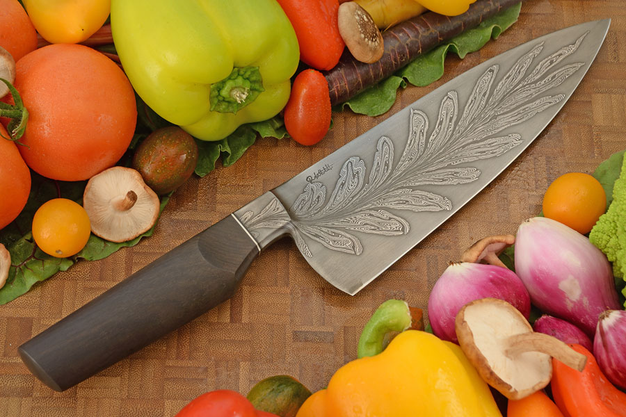 Integral Phoenix Feather Damascus Chef's Knife (8-1/4 in.) with African Blackwood