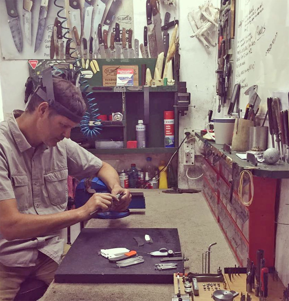 Trevor Burger in his workshop
