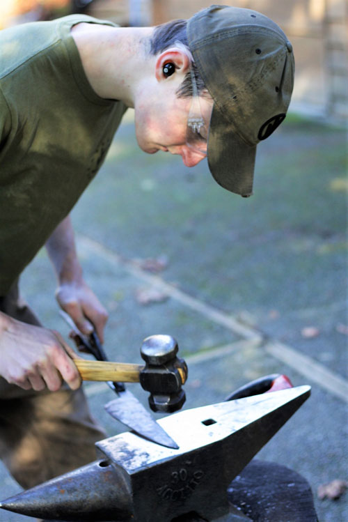 Bladesmith Jordan Buckley at the Forge