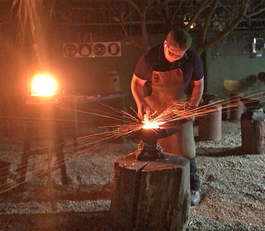 Jean Wilke in the forge