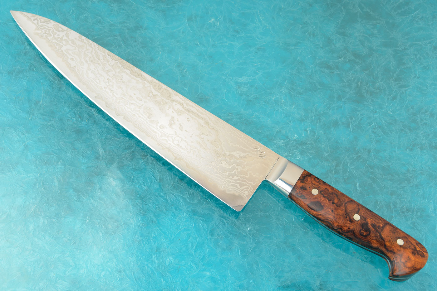 Chef's Knife (Gyuto) with Stainless Damascus San Mai and Ironwood (9-1/3