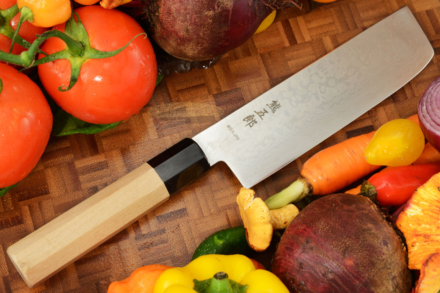 Damascus San Mai Chef's Knife (Nakiri) - 160mm (6-1/3in)