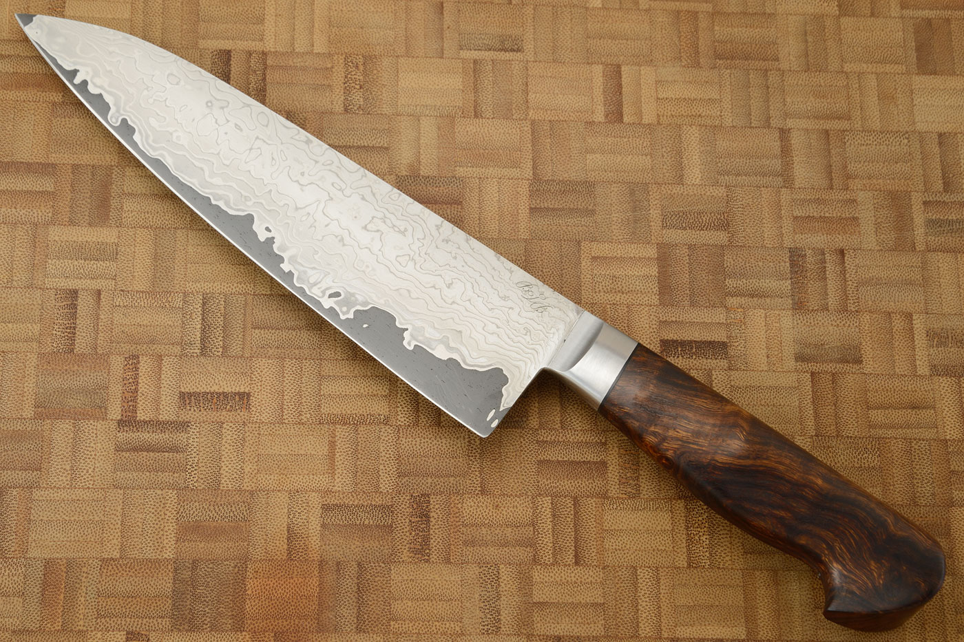Chef's Knife (Gyuto) with Stainless Damascus San Mai and Ironwood (7-1/4 inches)