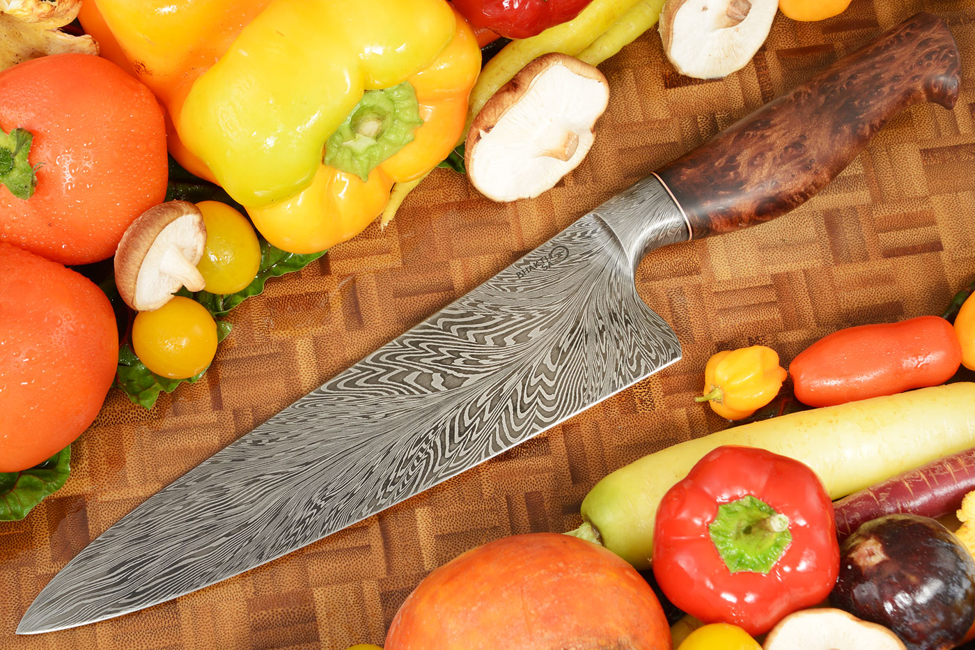 Integral Damascus Chef's Knife (8 in.) with Redwood Lace Burl