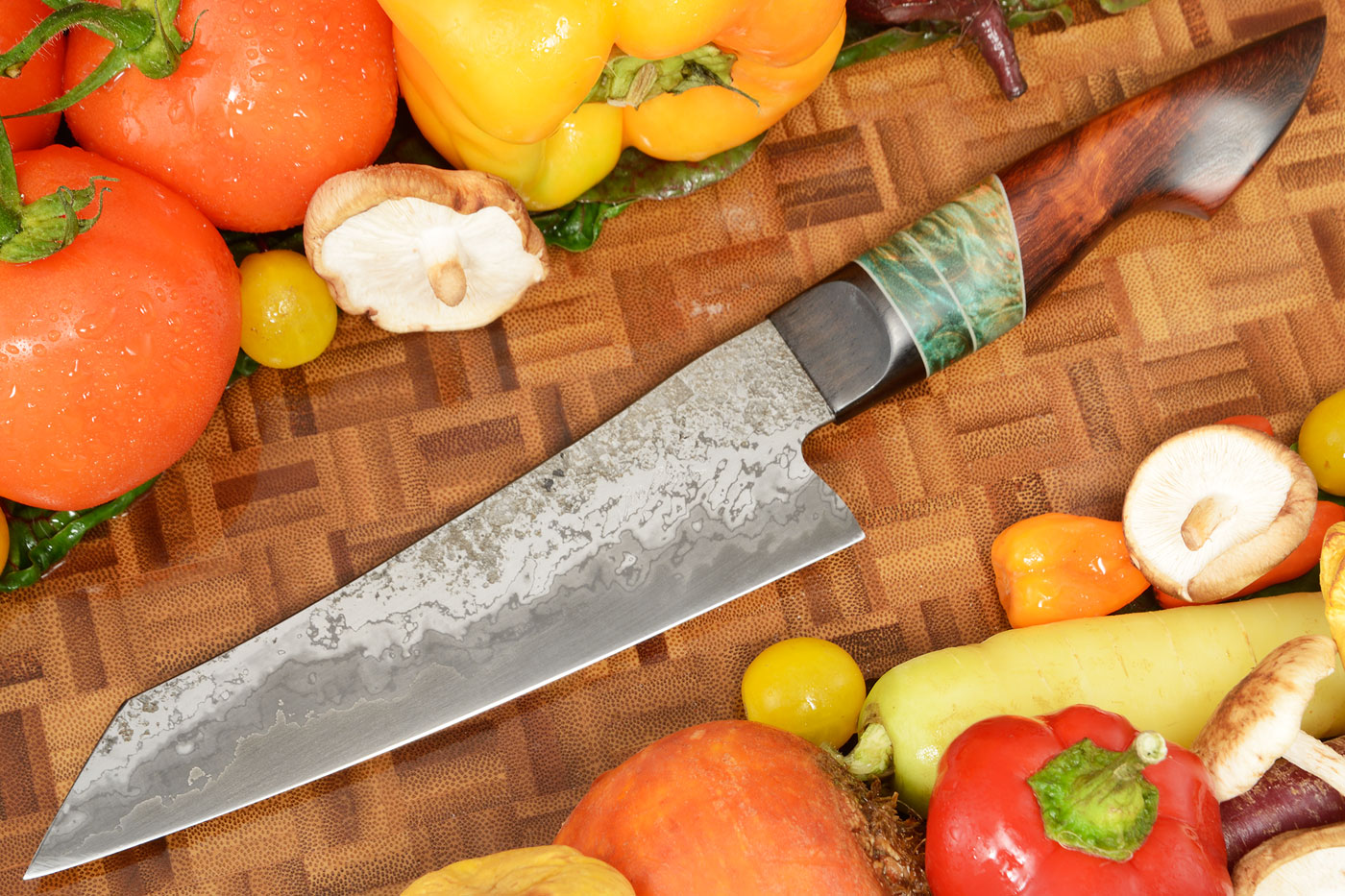 Damascus San Mai Chef's Knife - K-Tip Gyuto (6-1/4 in) with Ironwood
