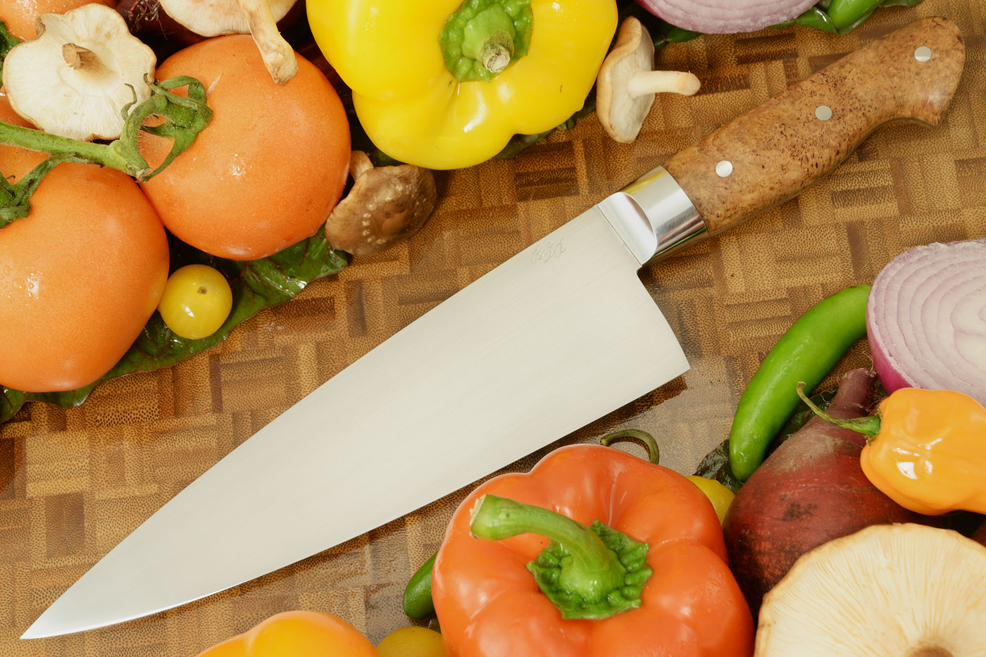 Chef Knife with Cherry Burl (8-1/4 in.)