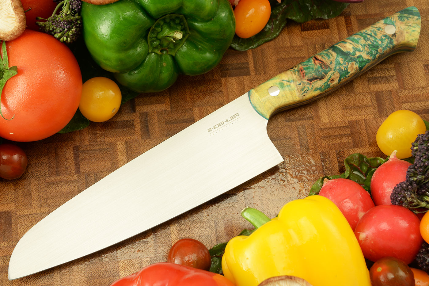 Chef's Knife - Santoku (7 in) with Green Maple Burl